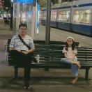 Laughing hit dog head